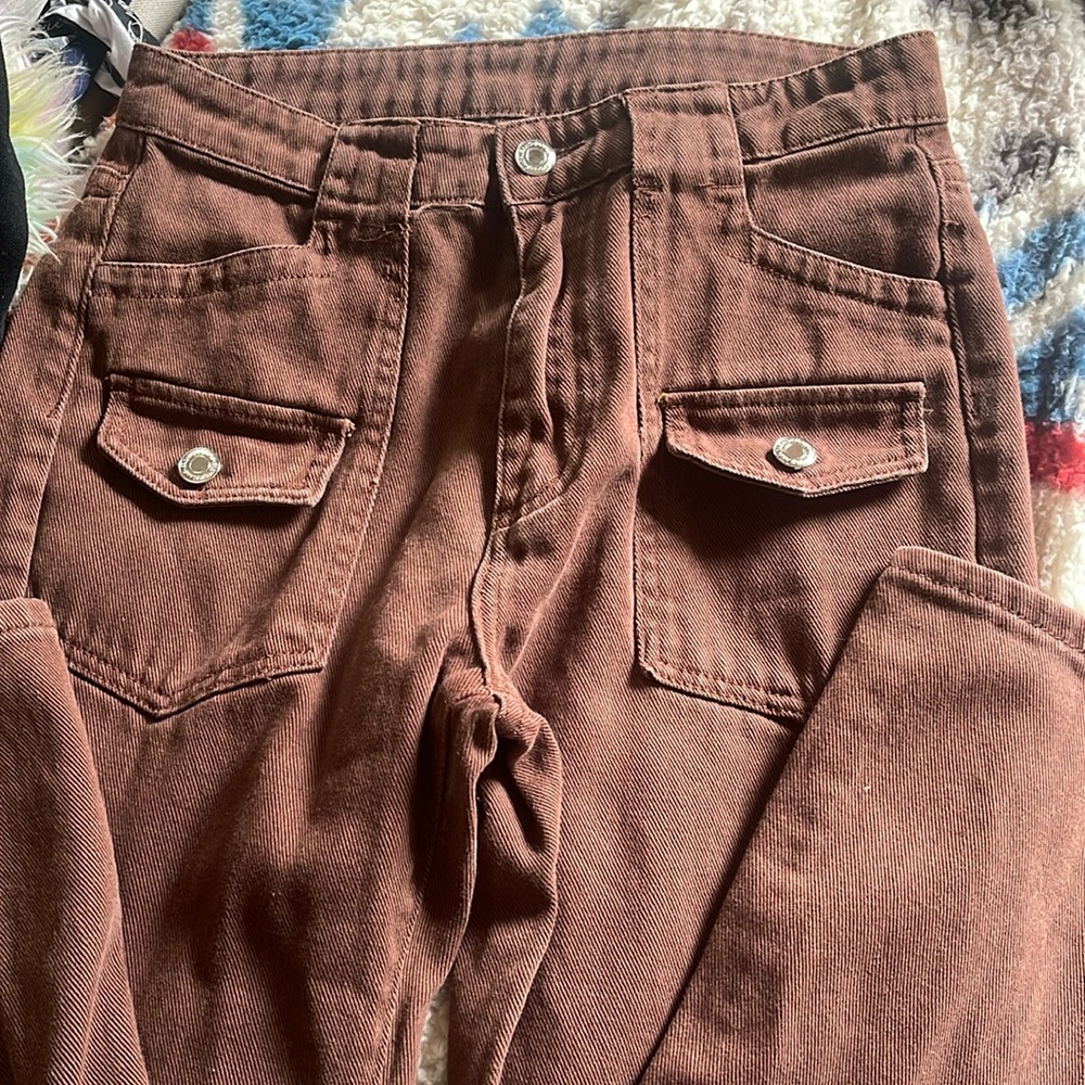 Low rise flare brown jeans